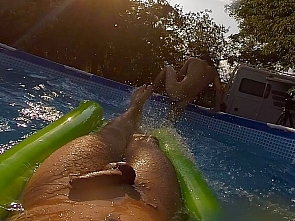 Enjoy summer fun in the pool with Aston twins