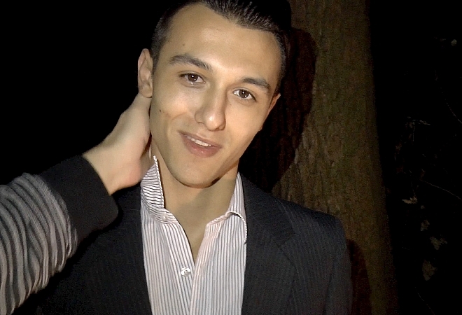 Handjob in the dark forest